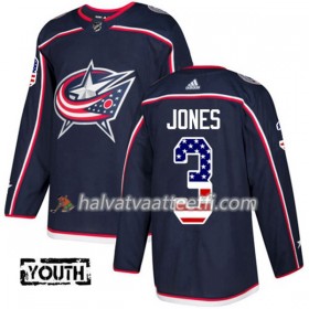 Lasten NHL Blue Jackets Pelipaita Seth Jones 3 Adidas 2017-2018 MarineSininen USA Flag Fashion Authentic